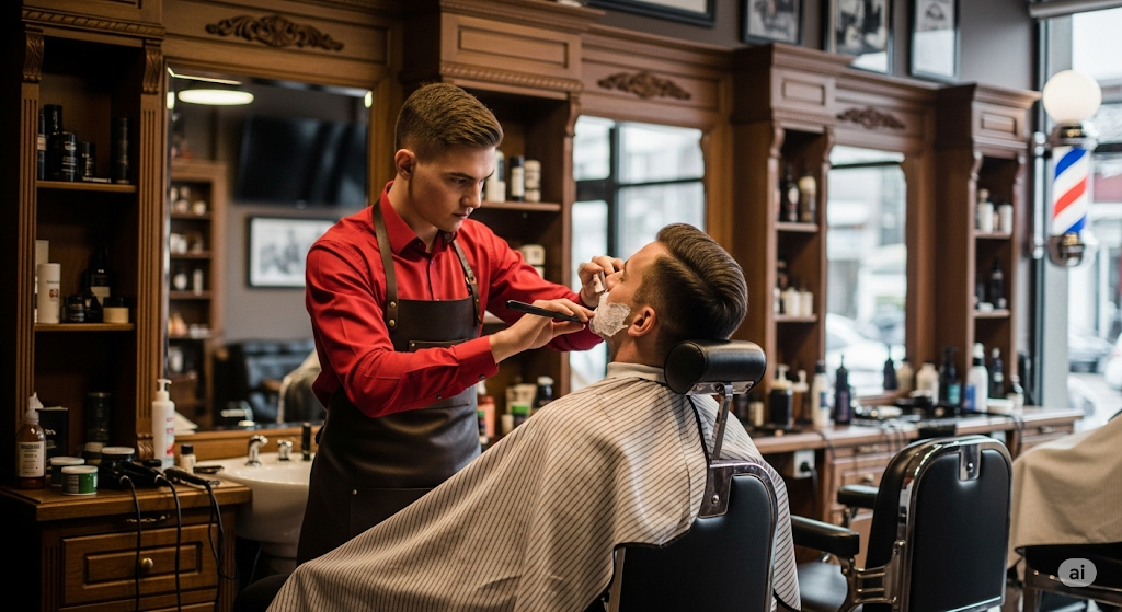 Interior de la barbería